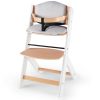 Kinderkraft Enock Prémium Fa Etetőszék Párnázással White Wooden - Állítható Magasságú Etetőszék Újszülöttkortól, Kényelmes Ülőpárnával és Elegáns Fehér Fa Kivitelben