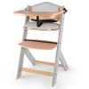 Kinderkraft Enock Prémium Fa Etetőszék Párnázással Grey Wooden - Állítható Magasságú Etetőszék Újszülöttkortól, Kényelmes Ülőpárnával és Elegáns Fa Kivitelben
