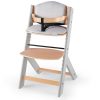 Kinderkraft Enock Prémium Fa Etetőszék Párnázással Grey Wooden - Állítható Magasságú Etetőszék Újszülöttkortól, Kényelmes Ülőpárnával és Elegáns Fa Kivitelben