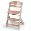 Kinderkraft Enock Prémium Fa Etetőszék Párnázással Grey Wooden - Állítható Magasságú Etetőszék Újszülöttkortól, Kényelmes Ülőpárnával és Elegáns Fa Kivitelben