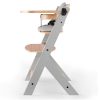 Kinderkraft Enock Prémium Fa Etetőszék Párnázással Grey Wooden - Állítható Magasságú Etetőszék Újszülöttkortól, Kényelmes Ülőpárnával és Elegáns Fa Kivitelben