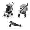 Kinderkraft Siesta Sport Babakocsi Ash Grey - Extra Nagy Ülőrész, Teljes Rugózás és Elegáns Szürke