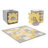 Kinderkraft Luno Shapes Prémium Habosított Puzzle Alátét 185x165cm Sárga - 30 Darabos Játszószőnyeg Szett Formákkal, Puha és Biztonságos Felület Babáknak