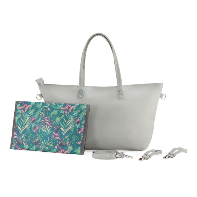 Kinderkraft Select Treasurebag Prémium Pelenkázótáska Light Grey Nature Vibes - Több Rekeszes Baba-Mama Táska Hőszigetelt Zsebbel és Pelenkázó Alátéttel