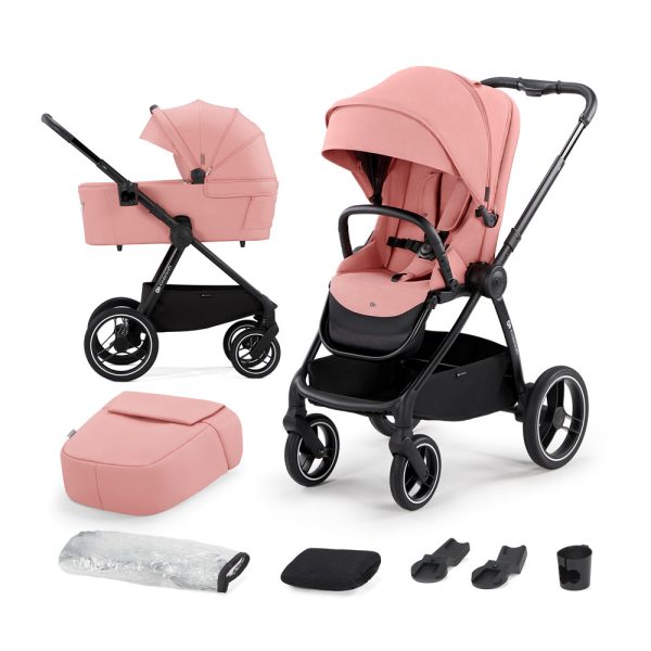 Kinderkraft Select Nea 2 az 1-ben Kombinált Prémium Babakocsi Ash Pink - Mózeskosárból Sportüléssé Alakítható, Könnyű Alumínium Vázzal és Stílusos Rózsaszín Kivitelben