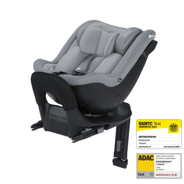 Kinderkraft Select I-GUARD i-Size Autósülés 40-105cm Cool Grey - Prémium Forgatható Gyerekülés ISOFIX Rögzítéssel, Újszülöttkortól 18 kg-ig, Elegáns Szürke Kivitelben