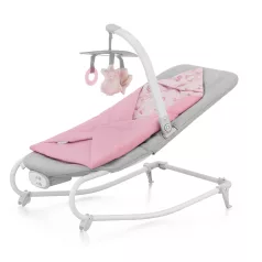   Kinderkraft Felio 2 Babahinta Peony Rose - Rezgő és Zenélő Hinta Újszülötteknek 0 Hónapostól 9 kg-ig, Játékívvel és Puha Rózsaszín Fekvőfelülettel