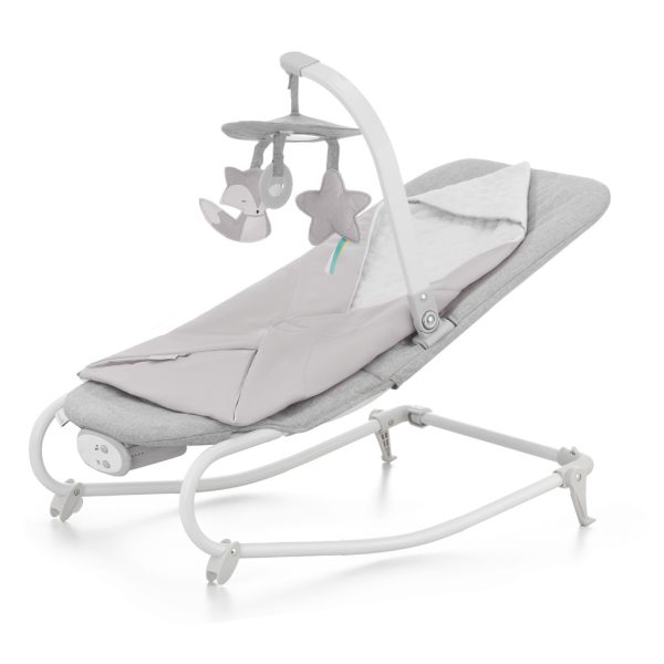 Kinderkraft Felio 2 Babahinta Stone Grey - Rezgő és Zenélő Hinta Újszülötteknek 0 Hónapostól 9 kg-ig, Játékívvel és Puha Szürke Fekvőfelülettel