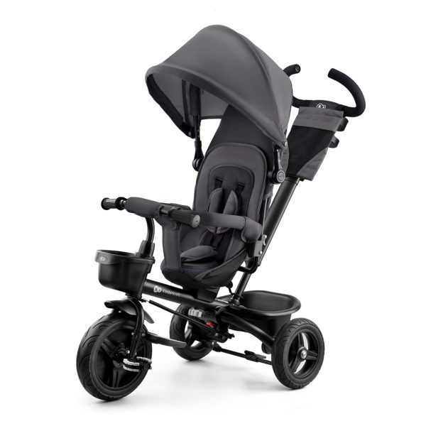 Kinderkraft Aveo Háromkerekű Tricikli Malachite Grey - Multifunkciós Gyerek Tricikli Szülőkarral, Dönthető Háttámlával és Napellenzővel, 9 Hónapos Kortól