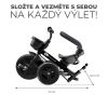 Kinderkraft Aveo Háromkerekű Tricikli Malachite Grey - Multifunkciós Gyerek Tricikli Szülőkarral, Dönthető Háttámlával és Napellenzővel, 9 Hónapos Kortól