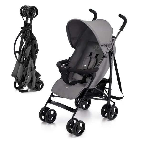 Kinderkraft Tik Könnyű Golf Babakocsi Stone Grey - Kompakt Összecsukható Babakocsi 6 Hónapos Kortól, Napellenzővel és Állítható Háttámlával
