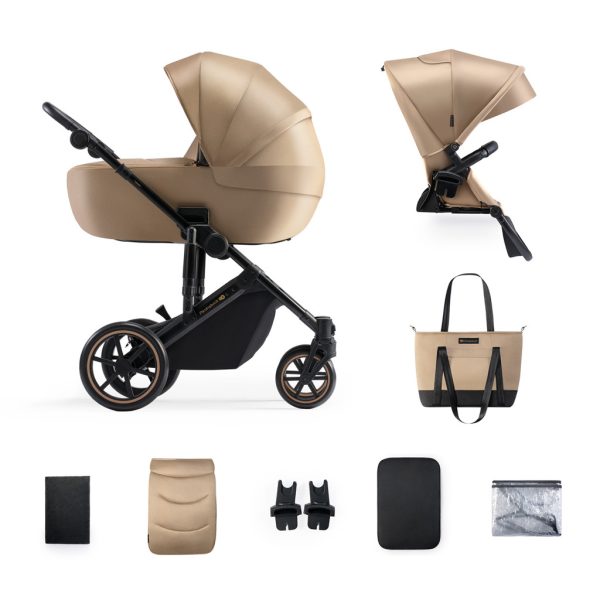 Kinderkraft Prime 2 az 1-ben Kombinált Multifunkciós Babakocsi Beige - Újszülöttkortól Sportüléssé Alakítható, Prémium Rugózással és Nagyméretű Mózeskosárral