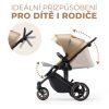 Kinderkraft Prime 2 az 1-ben Kombinált Multifunkciós Babakocsi Beige - Újszülöttkortól Sportüléssé Alakítható, Prémium Rugózással és Nagyméretű Mózeskosárral