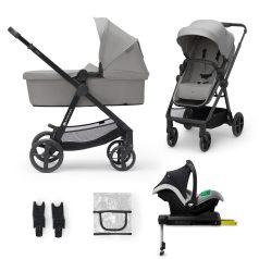   Kinderkraft NEWLY 4in1-ben Kombinált Babakocsi Classic Grey + MINK PRO Autósülés - Multifunkciós Rendszer, Újszülöttkortól Hosszú Távú Használatra