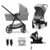Kinderkraft NEWLY 4in1-ben Kombinált Babakocsi Classic Grey + MINK PRO Autósülés - Multifunkciós Rendszer, Újszülöttkortól Hosszú Távú Használatra