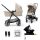 Kinderkraft Newly 4 az 1-ben Kombinált Multifunkciós Babakocsi Classic Beige + Mink PRO Hordozóval - Mózeskosár, Sportülés, Autós Hordozó és ISOFIX Alap Egyben, Kompakt és Elegáns Bézs Kivitelben