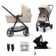 Kinderkraft Newly 4 az 1-ben Kombinált Multifunkciós Babakocsi Classic Beige + Mink PRO Hordozóval - Mózeskosár, Sportülés, Autós Hordozó és ISOFIX Alap Egyben, Kompakt és Elegáns Bézs Kivitelben