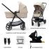 Kinderkraft Newly 4 az 1-ben Kombinált Multifunkciós Babakocsi Classic Beige + Mink PRO Hordozóval - Mózeskosár, Sportülés, Autós Hordozó és ISOFIx Alap Egyben, Kompakt és Elegáns Bézs Kivitelben