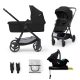 Kinderkraft Newly 4 az 1-ben Kombinált Multifunkciós Babakocsi Classic Black + Mink PRO Hordozóval - Mózeskosár, Sportülés, Autós Hordozó és ISOFIX Talp Egyben, Kompakt és Modern Fekete Kivitelben
