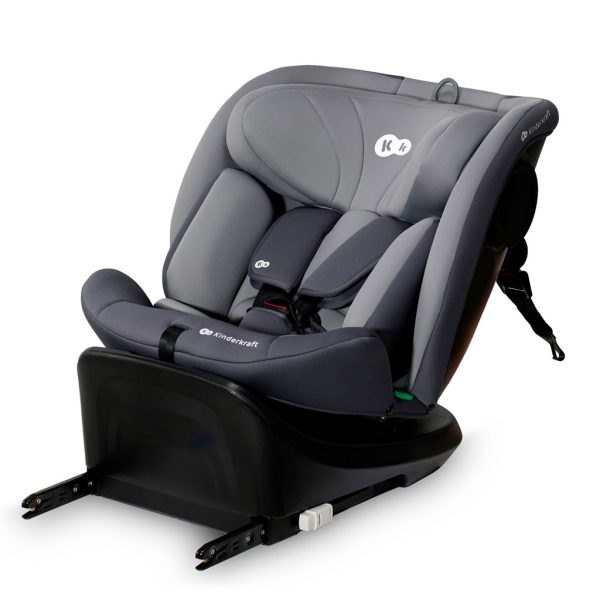 Kinderkraft I-Grow i-Size Autósülés 40-150cm Szürke - 360°-ban Forgatható ISOFIX Gyerekülés Újszülöttkortól 12 Éves Korig, Állítható Fejtámlával és Modern Szürke Kivitelben