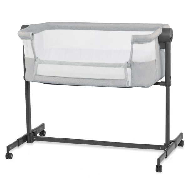 Kinderkraft Neste Up² Állítható Magasságú Babaágy Light Grey - Melléhelyezhető Kiságy Újszülötteknek, Lélegző Hálófallal és Puha Matracal, Világosszürke Kivitelben