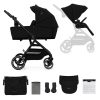 Kinderkraft Select Yoxi 2 az 1-ben Kombinált Prémium Babakocsi Pure Black - Mózeskosárból Sportüléssé Alakítható, Könnyű és Kompakt Váz, Elegáns Fekete Kivitelben