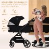 Kinderkraft Select Yoxi 2 az 1-ben Kombinált Prémium Babakocsi Pure Black - Mózeskosárból Sportüléssé Alakítható, Könnyű és Kompakt Váz, Elegáns Fekete Kivitelben