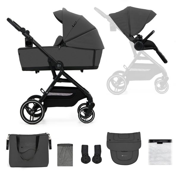Kinderkraft Select Yoxi 2 az 1-ben Kombinált Prémium Babakocsi Moonlight Grey - Mózeskosárból Sportüléssé Alakítható, Könnyű és Kompakt Kivitelben, Elegáns Szürke Színben