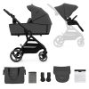 Kinderkraft Select Yoxi 2 az 1-ben Kombinált Prémium Babakocsi Moonlight Grey - Mózeskosárból Sportüléssé Alakítható, Könnyű és Kompakt Kivitelben, Elegáns Szürke Színben