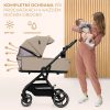 Kinderkraft SELECT Yoxi 2 az 1-ben Kombinált Babakocsi Sand Beige - Praktikus, Könnyű Vezetésű és Komfortos Utazás Újszülött Kortól