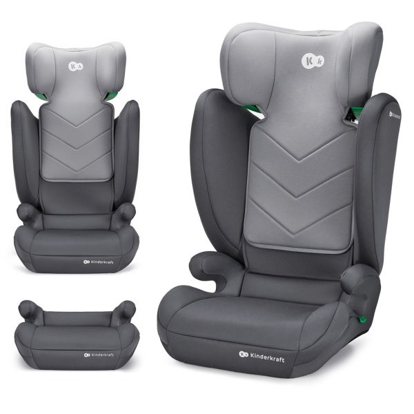 Kinderkraft i-Spark i-Size Autósülés 100-150cm Szürke - Biztonságos és Kényelmes Gyerekülés ISOFIX Rögzítéssel, 3-12 Éves Korig, Állítható Fejtámlával