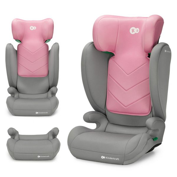 Kinderkraft i-Spark i-Size Autósülés 100-150cm Pink - Biztonságos Gyerekülés ISOFIX Rögzítéssel, 3-12 Éves Korig, Állítható Fejtámlával és Vidám Rózsaszín Kivitelben