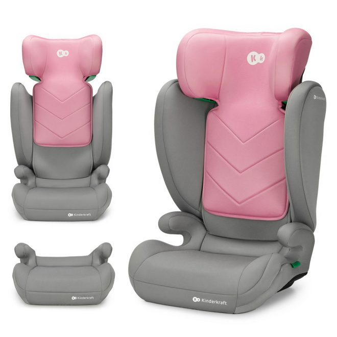 Kinderkraft i-Spark i-Size Autósülés 100-150cm Pink - Biztonságos Gyerekülés 3-Pontos Rögzítéssel, 3-12 Éves Korig, Állítható Fejtámlával és Vidám Rózsaszín Kivitelben
