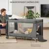 Kinderkraft Joy 2 Utazóágy Dark Grey - Összecsukható Babaágy Oldalsó Cipzáras Bejárattal, Kerekekkel és Hordozótáskával, Sötétszürke Kivitelben