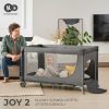 Kinderkraft Joy 2 Utazóágy Dark Grey - Összecsukható Babaágy Oldalsó Cipzáras Bejárattal, Kerekekkel és Hordozótáskával, Sötétszürke Kivitelben
