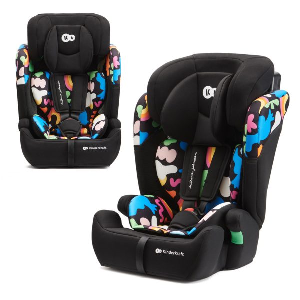 Kinderkraft Comfort Up i-Size Autósülés 76-150cm Happy Shapes - Kényelmes és Állítható Gyerekülés ISOFIX Opcióval, Vidám Mintás Kivitelben 15 Hónapostól 12 Éves Korig