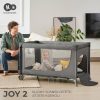 Kinderkraft Joy 2 Utazóágy Happy Shapes - Összecsukható Babaágy Vidám Mintával, Oldalsó Cipzáras Bejárattal, Kerekekkel és Hordozótáskával