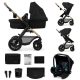 Kinderkraft Moov 2 Air 3 az 1-ben Kombinált Multifunkciós Babakocsi Pure Black - Mózeskosár, Sportülés és Autós Hordozó Egyben, Prémium Rugózással és Felfújható Kerekekkel