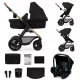 Kinderkraft Moov 2 Air 3 az 1-ben Kombinált Multifunkciós Babakocsi Pure Black - Mózeskosár, Sportülés és Autós Hordozó Egyben, Prémium Rugózással és Felfújható Kerekekkel