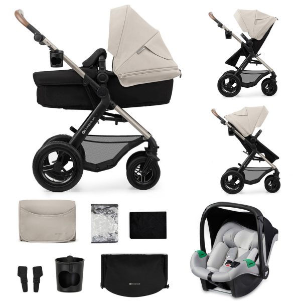 Kinderkraft Moov 2 Air 3 az 1-ben Kombinált Multifunkciós Babakocsi Moonlight Grey - Mózeskosár, Sportülés és Autós Hordozó Egyben, Felfújható Kerekekkel és Prémium Rugózással