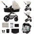 Kinderkraft Moov 2 Air 3 az 1-ben Kombinált Multifunkciós Babakocsi Moonlight Grey - Mózeskosár, Sportülés és Autós Hordozó Egyben, Felfújható Kerekekkel és Prémium Rugózással