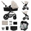 Kinderkraft Moov 2 Air 3 az 1-ben Kombinált Multifunkciós Babakocsi Moonlight Grey - Mózeskosár, Sportülés és Autós Hordozó Egyben, Felfújható Kerekekkel és Prémium Rugózással