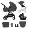 Kinderkraft SELECT Yoxi 3 az 1-ben Kombinált Babakocsi Moonlight Grey - Multifunkciós, Könnyű Vezetésű és Komfortos Utazás Újszülött Kortól