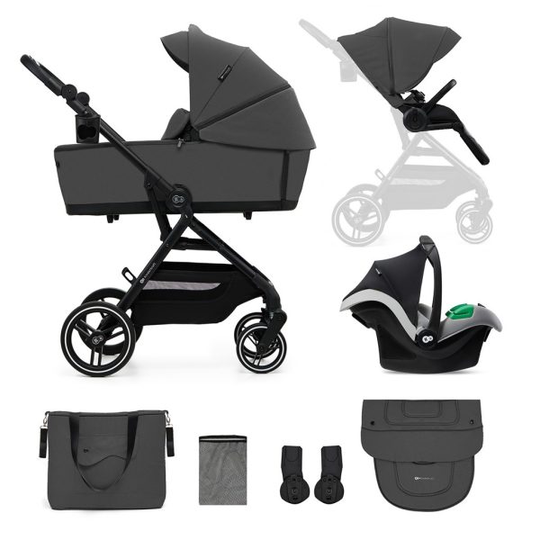 Kinderkraft SELECT Yoxi 3 az 1-ben Kombinált Babakocsi Moonlight Grey - Multifunkciós, Könnyű Vezetésű és Komfortos Utazás Újszülött Kortól