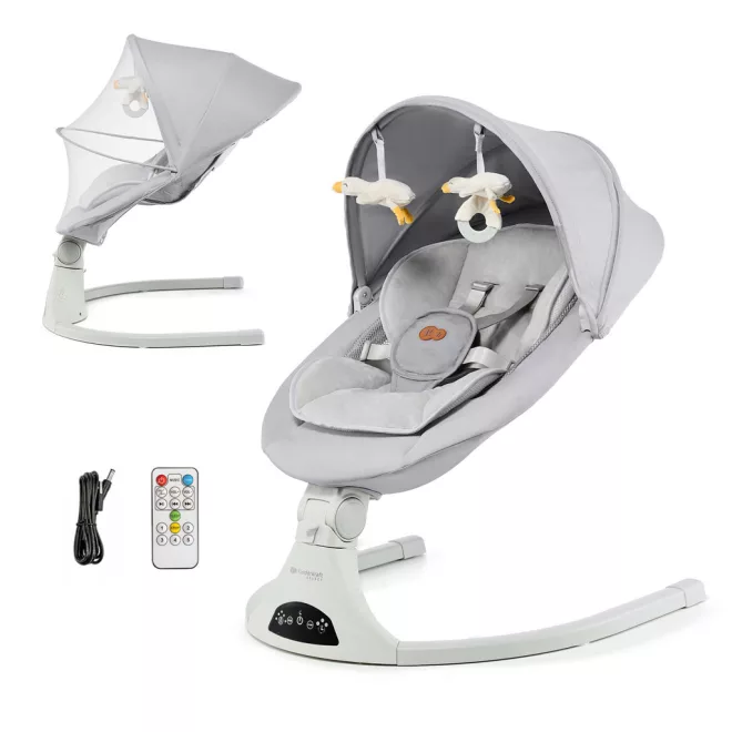 Kinderkraft SELECT TULSY 2 az 1-ben Lehátka és Hintáztató Grey - Prémium Minőségű Baba Pihenőszék 9kg-ig, Ergonomikus és Biztonságos