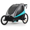 Kinderkraft Nava 3in1 Kerékpáros Utánfutó és Babakocsi Hawaiian Blue - Multifunkciós Szállítókocsi Újszülöttkortól, Könnyű Alumínium Vázzal, Futáshoz és Kerékpározáshoz is