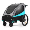 Kinderkraft Nava 3in1 Kerékpáros Utánfutó és Babakocsi Hawaiian Blue - Multifunkciós Szállítókocsi Újszülöttkortól, Könnyű Alumínium Vázzal, Futáshoz és Kerékpározáshoz is