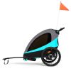 Kinderkraft Nava 3in1 Kerékpáros Utánfutó és Babakocsi Hawaiian Blue - Multifunkciós Szállítókocsi Újszülöttkortól, Könnyű Alumínium Vázzal, Futáshoz és Kerékpározáshoz is