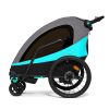 Kinderkraft Nava 3in1 Kerékpáros Utánfutó és Babakocsi Hawaiian Blue - Multifunkciós Szállítókocsi Újszülöttkortól, Könnyű Alumínium Vázzal, Futáshoz és Kerékpározáshoz is
