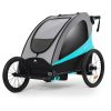 Kinderkraft Nava 3in1 Kerékpáros Utánfutó és Babakocsi Hawaiian Blue - Multifunkciós Szállítókocsi Újszülöttkortól, Könnyű Alumínium Vázzal, Futáshoz és Kerékpározáshoz is
